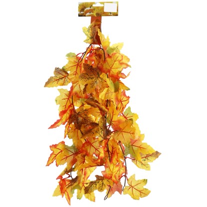 Jesenná listová girlanda, 180 cm, v odtieňoch žltej a oranžovej na jesennú dekoráciu. Jesenná listová girlanda, 180 cm, v odtieňoch žltej a oranžovej na jesennú dekoráciu.