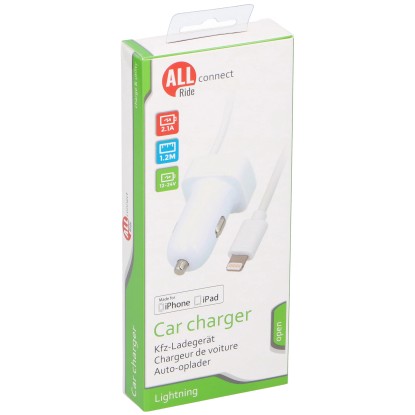ALL RIDE Connect Nabíjačka do autozapaľovača Lightning s káblom, 2.1 A ALL RIDE Connect Nabíjačka do autozapaľovača Lightning s káblom, 2.1 A