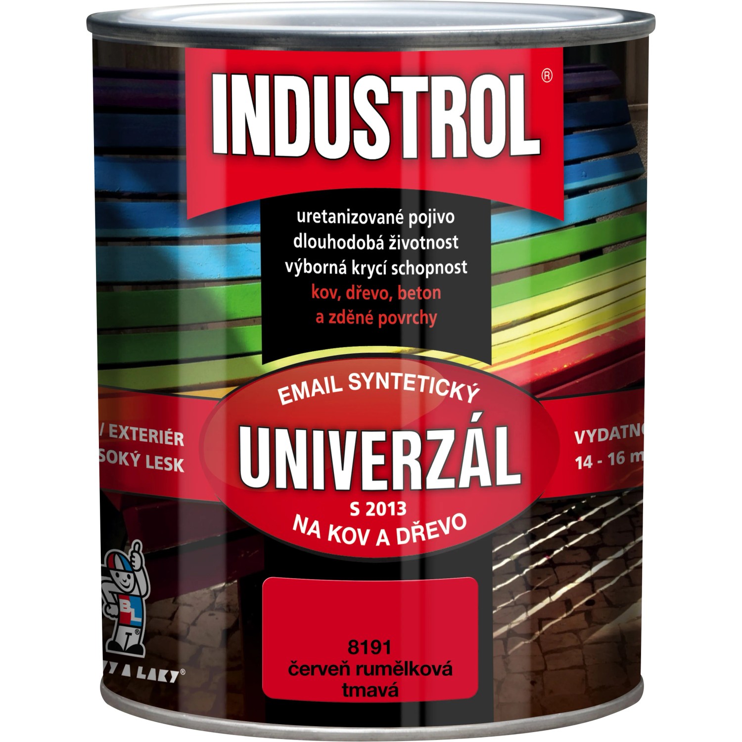INDUSTROL Email na kov a drevo S2013 UNIVERZÁL 8191 červená rumelka tmavá 750 ml INDUSTROL Email na kov a drevo S2013 UNIVERZÁL 8191 červená rumelka tmavá 750 ml