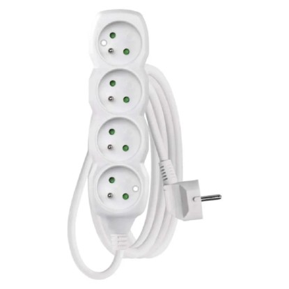 EMOS Predlžovací kábel biely, 4 zásuvky, max. 10 A/2300 W, 3 m EMOS Predlžovací kábel biely, 4 zásuvky, max. 10 A/2300 W, 3 m