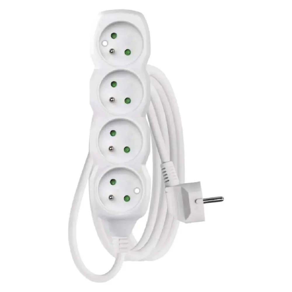 EMOS Predlžovací kábel biely, 4 zásuvky, max. 10 A/2300 W, 3 m EMOS Predlžovací kábel biely, 4 zásuvky, max. 10 A/2300 W, 3 m