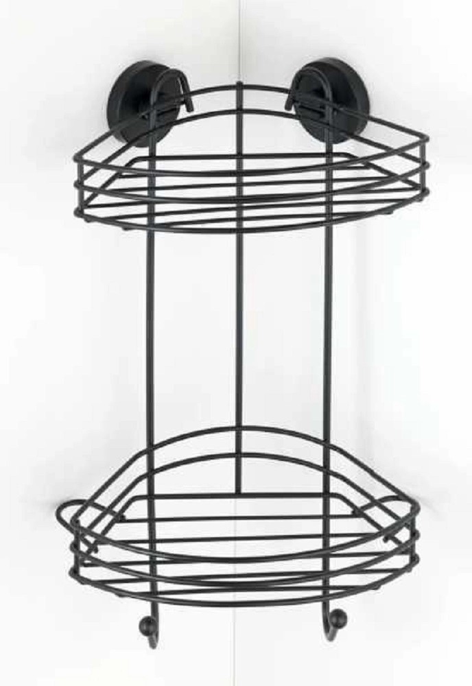 Wenko Rohová 2-poschodová nástenná polica Vacuum-Loc Bari čierna 24 x 43 x 21 cm Wenko Rohová 2-poschodová nástenná polica Vacuum-Loc Bari čierna 24 x 43 x 21 cm