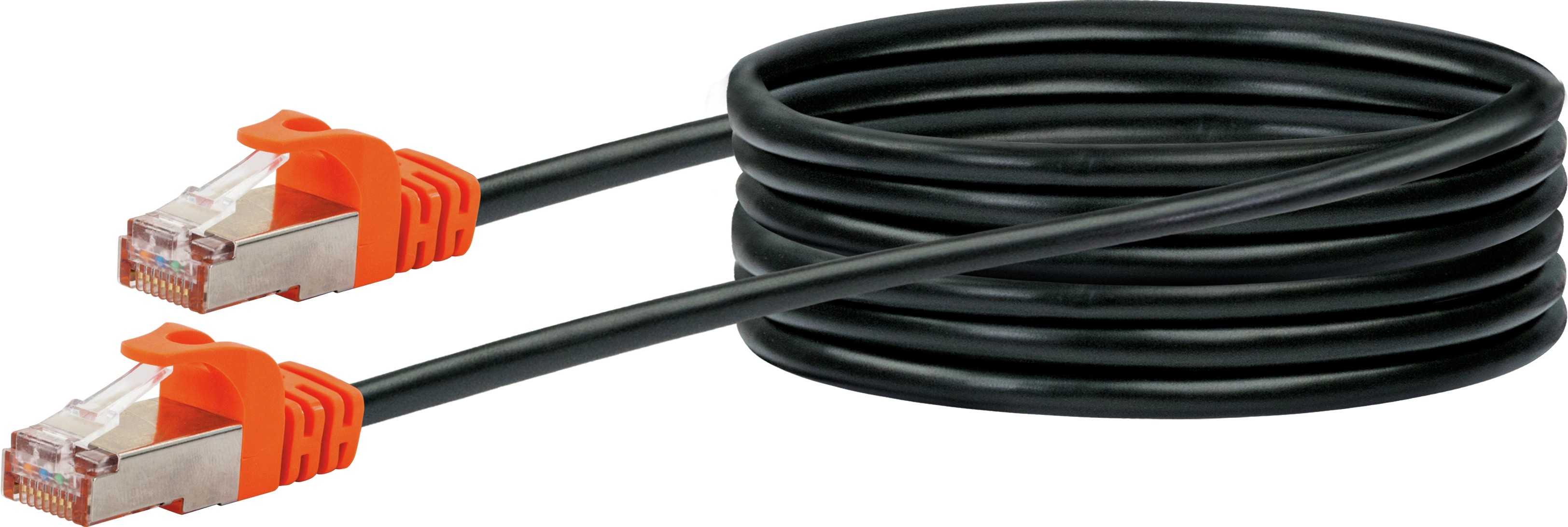 Schwaiger Sieťový kábel CAT 7 (S/FTP) EJ45, čierna/oranžová, 5 m Schwaiger Sieťový kábel CAT 7 (S/FTP) EJ45, čierna/oranžová, 5 m