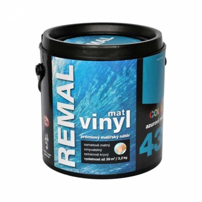 REMAL Vinyl COLOR Mat Prémiový maliarsky náter 430 azúrová modrá 3,2 kg REMAL Vinyl COLOR Mat Prémiový maliarsky náter 430 azúrová modrá 3,2 kg