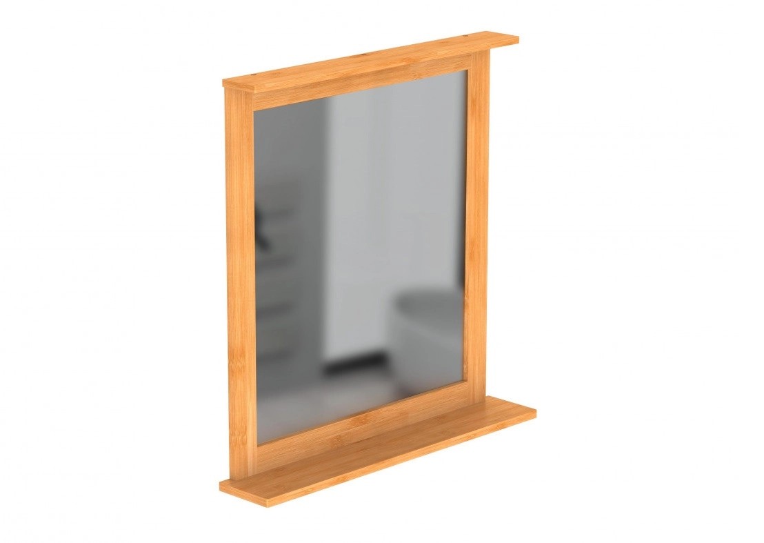 Eisl Kúpeľňové zrkadlo s poličkou, bambus, 70 x 67 cm Eisl Kúpeľňové zrkadlo s poličkou, bambus, 70 x 67 cm