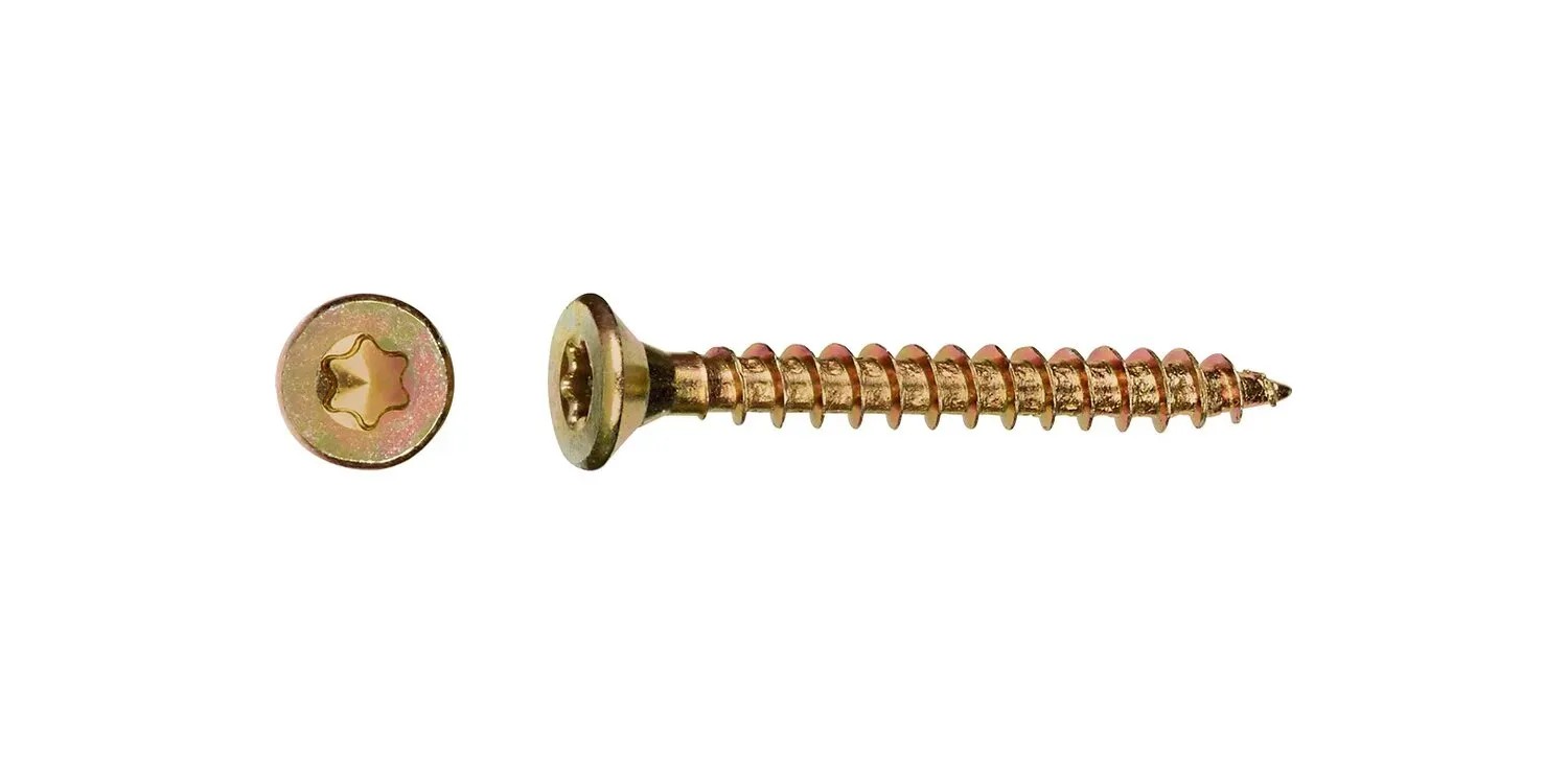 Uni skrutky so zápustnou hlavou TX10 plný závit žlto pozink. 3x30 mm, 200 ks Uni skrutky so zápustnou hlavou TX10 plný závit žlto pozink. 3x30 mm, 200 ks