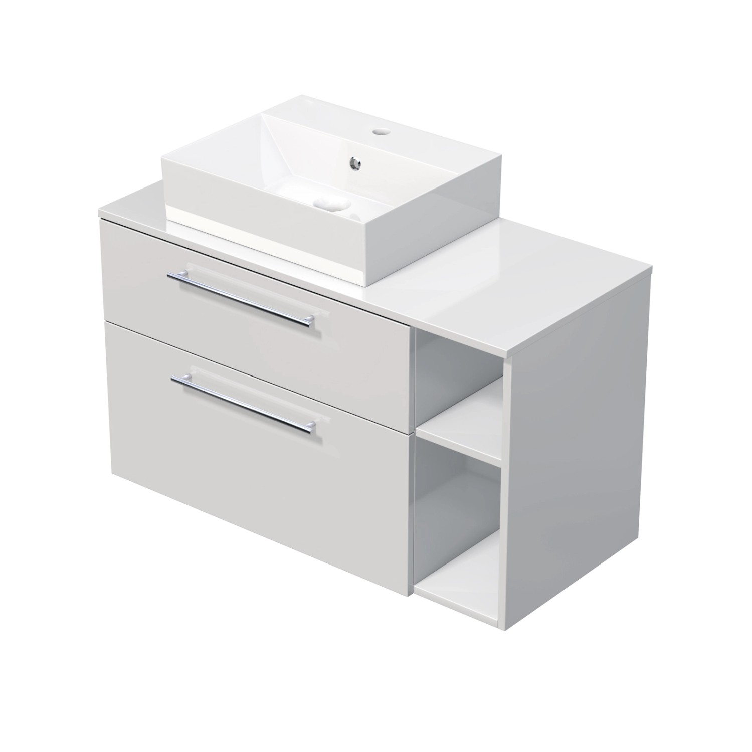 INTEDOOR Kúpeľ.skriňa+umývadlo BEE, úchyt chróm, 100cm, regál vpravo, biela lesk INTEDOOR Kúpeľ.skriňa+umývadlo BEE, úchyt chróm, 100cm, regál vpravo, biela lesk