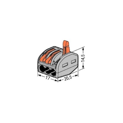Wago spojovacia svorka 4 mm², 3-pólová, sivo-oranžová, 50 ks. Pre bezpečnú elektroinštaláciu. Wago spojovacia svorka 4 mm², 3-pólová, sivo-oranžová, 50 ks. Pre bezpečnú elektroinštaláciu.