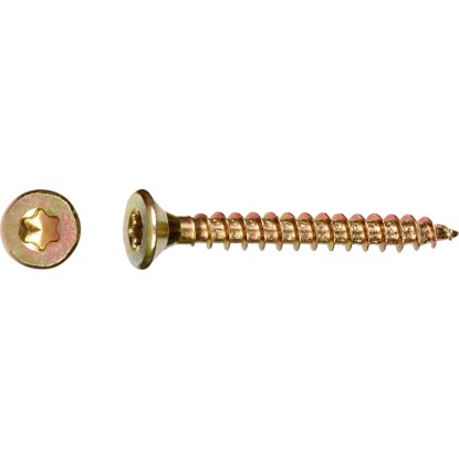 Uni skrutky so zápustnou hlavou TX20 plný závit žlto pozink. 4,5 x 35 mm, 10 ks Uni skrutky so zápustnou hlavou TX20 plný závit žlto pozink. 4,5 x 35 mm, 10 ks