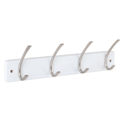 Walteco Vešiaková lišta so 4 háčikmi, biela MDF/matný nikel, 130 x 450 x 80 mm Walteco Vešiaková lišta so 4 háčikmi, biela MDF/matný nikel, 130 x 450 x 80 mm