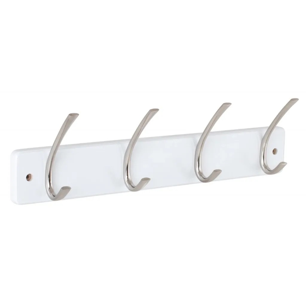 Walteco Vešiaková lišta so 4 háčikmi, biela MDF/matný nikel, 130 x 450 x 80 mm Walteco Vešiaková lišta so 4 háčikmi, biela MDF/matný nikel, 130 x 450 x 80 mm