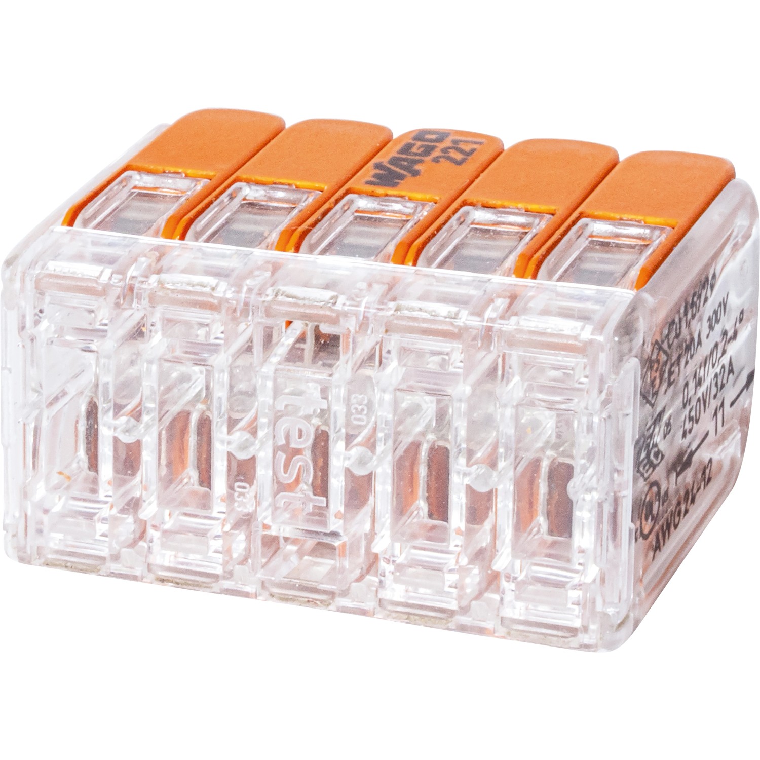 WAGO Páčková spojovacia svorka 221, 10 vodičov, max. 4 mm2, 1 ks WAGO Páčková spojovacia svorka 221, 10 vodičov, max. 4 mm2, 1 ks