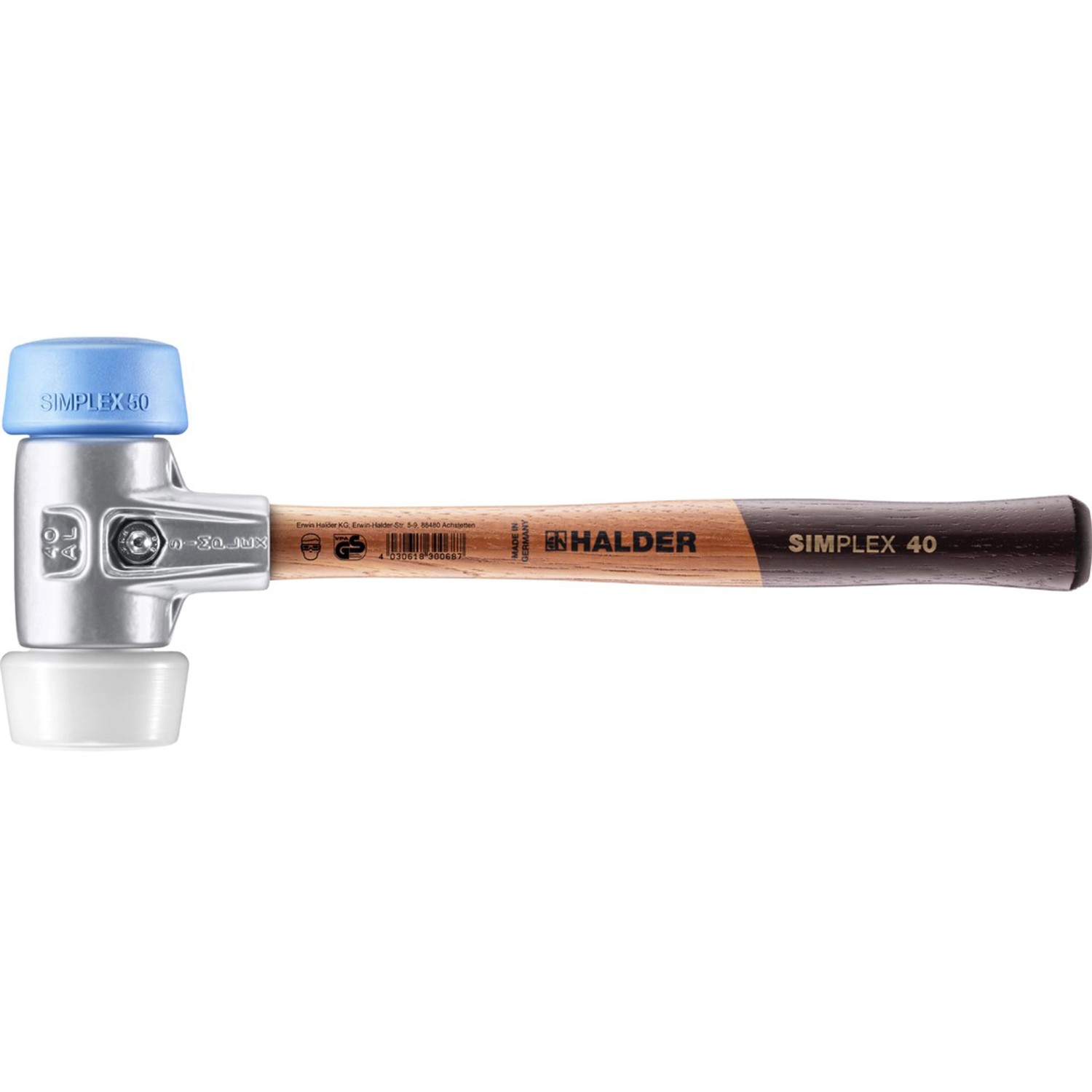 Halder Kladivo Simplex 50:40, TPE-jemná/superplastik/hliník, pr. 50 mm Halder Kladivo Simplex 50:40, TPE-jemná/superplastik/hliník, pr. 50 mm