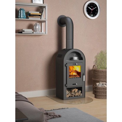 Čierne dielenské kachle Magna 3.0 (7 kW) s palivovým drevom v spaľovacej komore. Kachle do dielne a obývacej izby. Čierne dielenské kachle Magna 3.0 (7 kW) s palivovým drevom v spaľovacej komore. Kachle do dielne a obývacej izby.