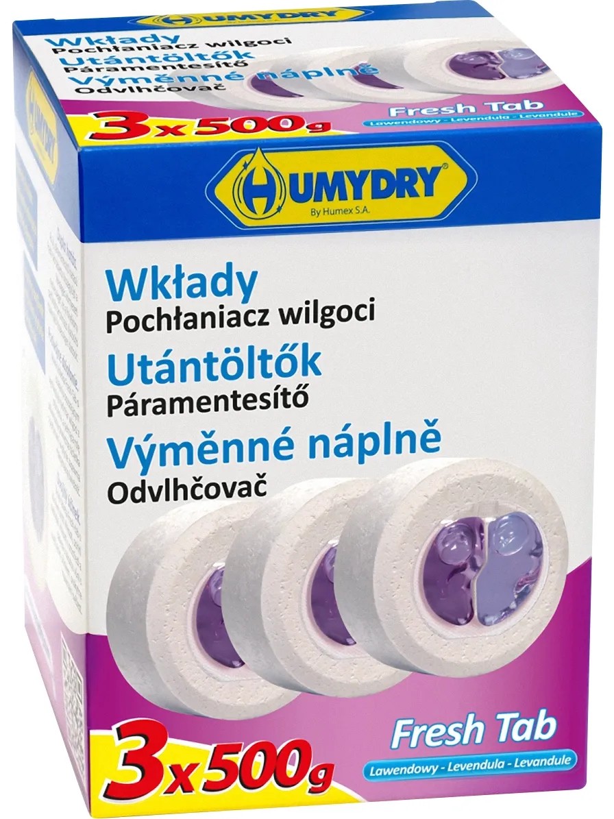 Humydry Náhradná náplň 3 x 500 g TAB levanduľa Humydry Náhradná náplň 3 x 500 g TAB levanduľa