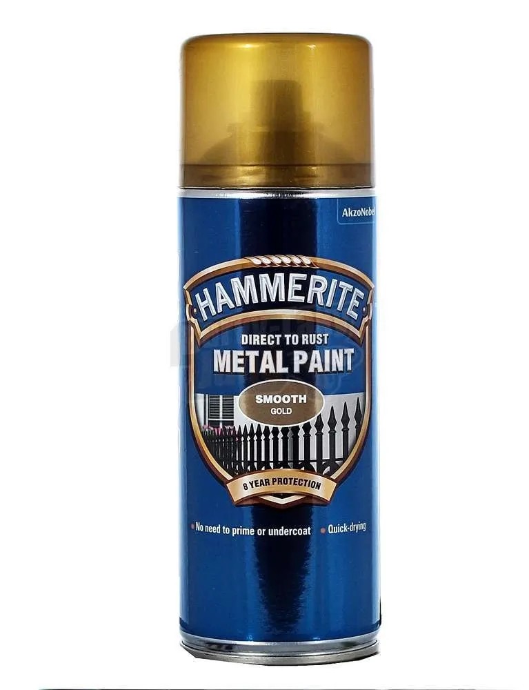 Hammerite Priamo na hrdzu farba na železné kovy v spreji hladká zlatá 400 ml Hammerite Priamo na hrdzu farba na železné kovy v spreji hladká zlatá 400 ml