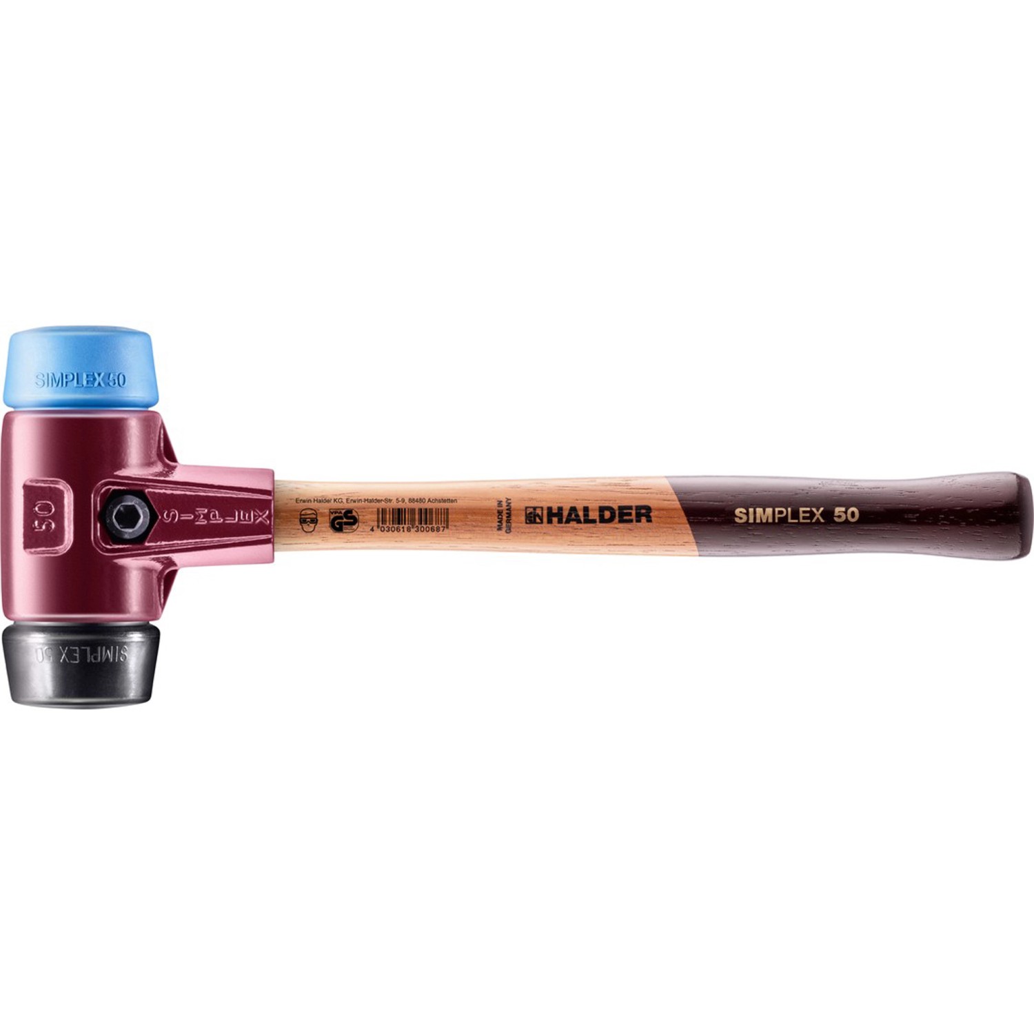 Halder Kladivo Simplex, TPE-jemná/guma/temperovaná liatina, pr. 50 mm Halder Kladivo Simplex, TPE-jemná/guma/temperovaná liatina, pr. 50 mm