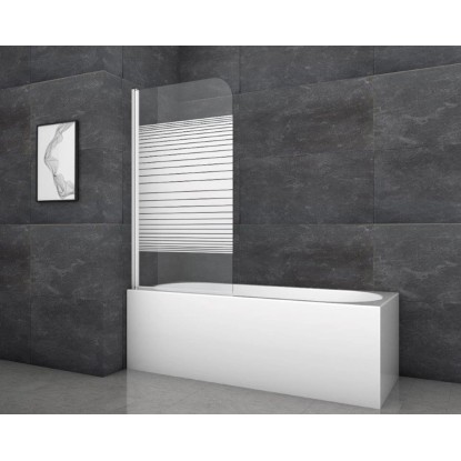 Aurlane Skladacia vaňová zástena White Stripes 1 biela 80 cm x 140 cm 1-krídlová Aurlane Skladacia vaňová zástena White Stripes 1 biela 80 cm x 140 cm 1-krídlová