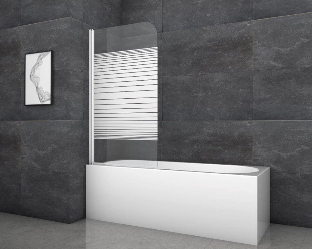 Aurlane Skladacia vaňová zástena White Stripes 1 biela 80 cm x 140 cm 1-krídlová Aurlane Skladacia vaňová zástena White Stripes 1 biela 80 cm x 140 cm 1-krídlová