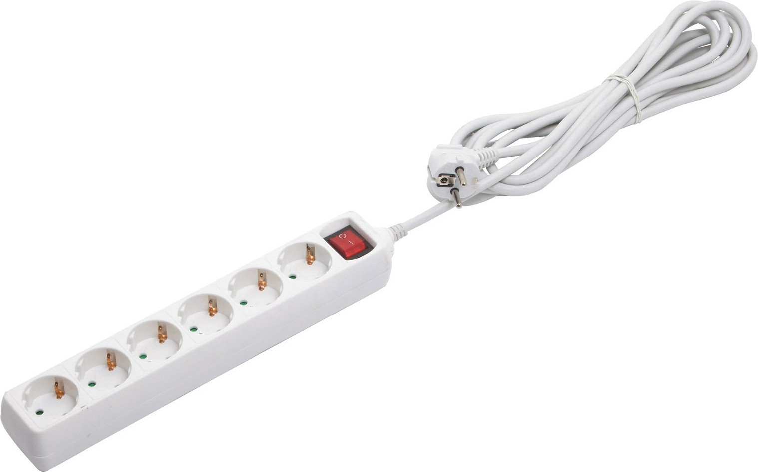 Zásuvková lišta 6 zásuvok s vypínačom biela 5 m Zásuvková lišta 6 zásuvok s vypínačom biela 5 m