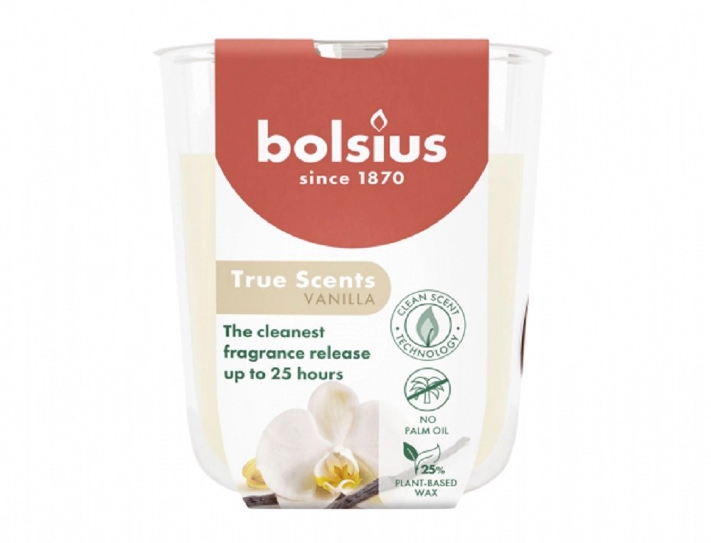Bolsius Vonná sviečka v skle TRUE SCENTS vanilka 125 g/pr. 7 x 8 cm Bolsius Vonná sviečka v skle TRUE SCENTS vanilka 125 g/pr. 7 x 8 cm