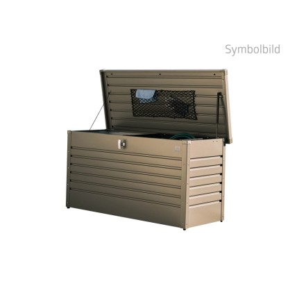 Biohort FreizeitBox 100 z oceľového plechu v bronzovo-metalickej farbe, otvorený, so sieťou vo veku. Praktický úložný box. Biohort FreizeitBox 100 z oceľového plechu v bronzovo-metalickej farbe, otvorený, so sieťou vo veku. Praktický úložný box.