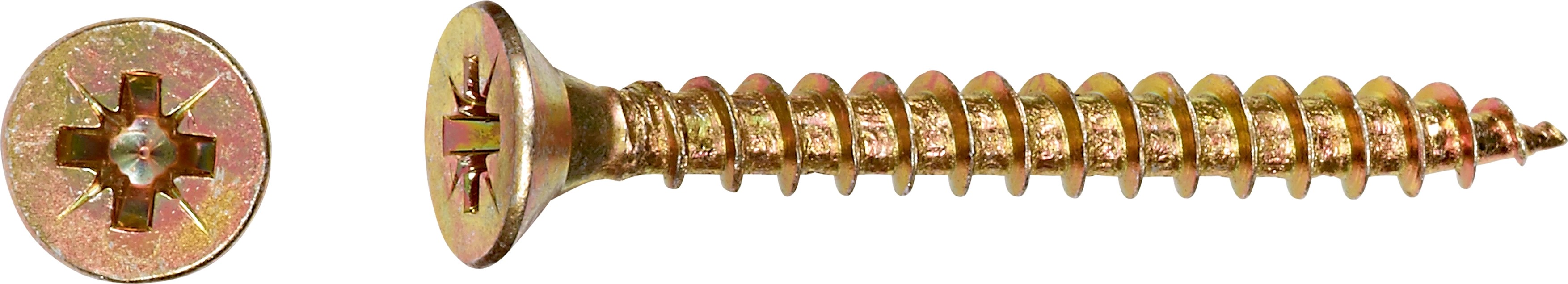 Uni skrutky so zápustnou hlavou PZ2 plný závit žlto pozink. 5x16 mm, 200 ks Uni skrutky so zápustnou hlavou PZ2 plný závit žlto pozink. 5x16 mm, 200 ks