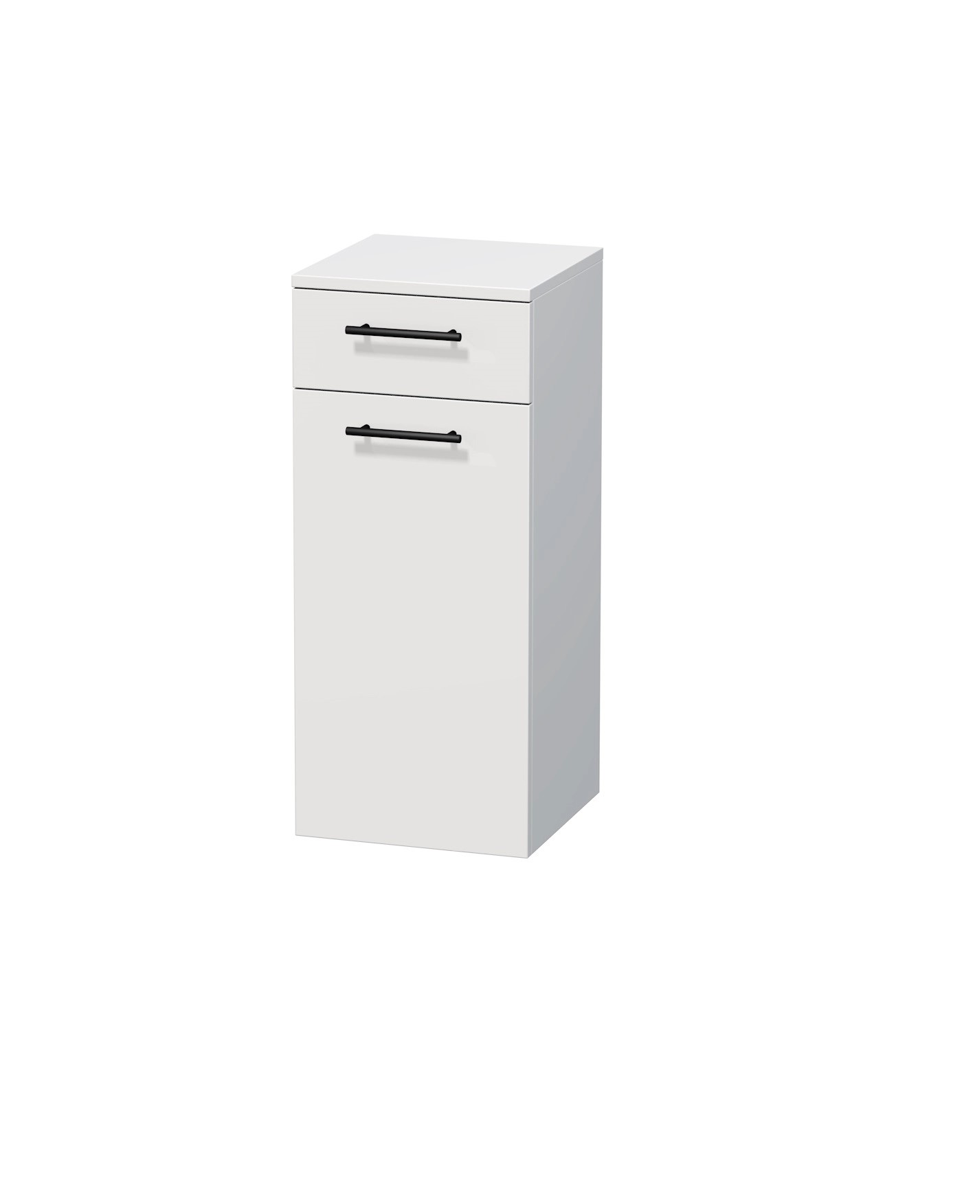 INTEDOOR Nízka skriňa BEE, úchyt čierny, 1 zásuvka, kôš, š. 35 cm, biela lesk INTEDOOR Nízka skriňa BEE, úchyt čierny, 1 zásuvka, kôš, š. 35 cm, biela lesk