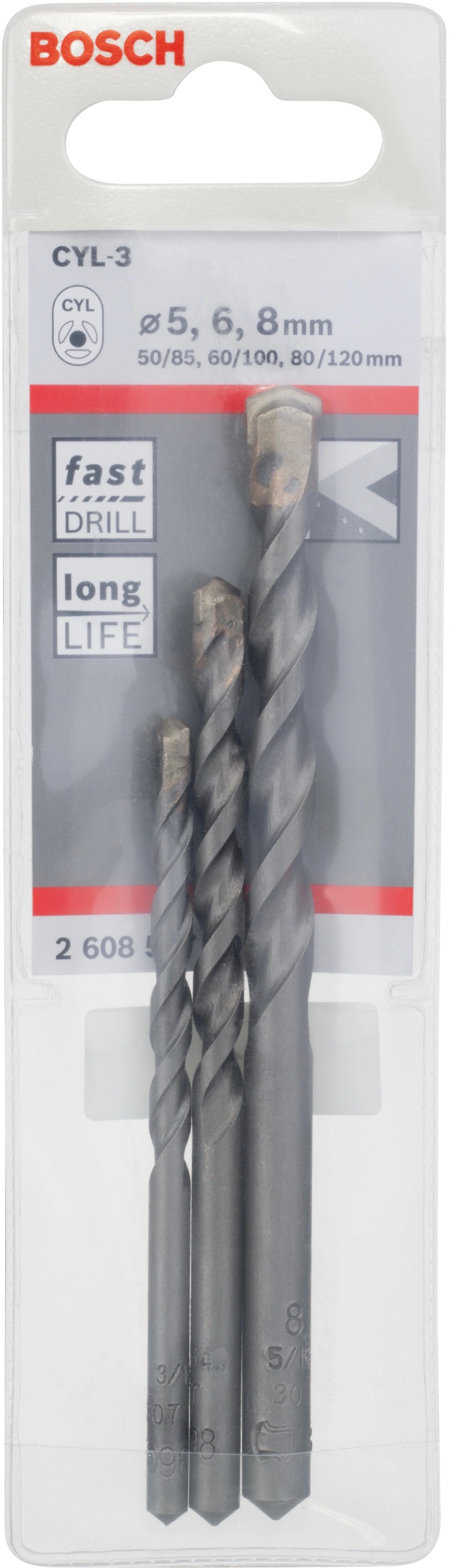 Bosch Sada špirál. vrtákov do betónu CYL-3 Silver Percussion, 3dielna (5/6/8mm) Bosch Sada špirál. vrtákov do betónu CYL-3 Silver Percussion, 3dielna (5/6/8mm)