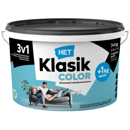 HET Klasik COLOR Tónovaná interiérová bal KC 0477 modrý karibik, 7 + 1 kg HET Klasik COLOR Tónovaná interiérová bal KC 0477 modrý karibik, 7 + 1 kg