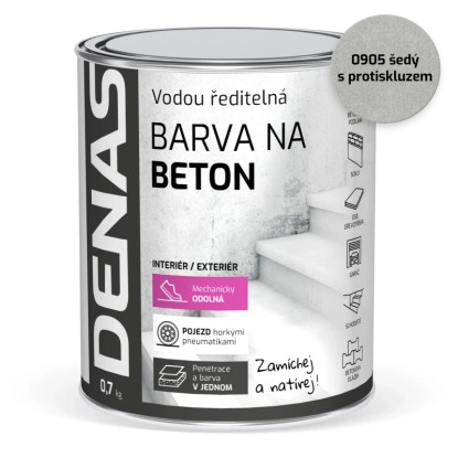 DENAS Vodou riediteľná farba na betón BETON 0950 sivá s protišmykom 700 g DENAS Vodou riediteľná farba na betón BETON 0950 sivá s protišmykom 700 g