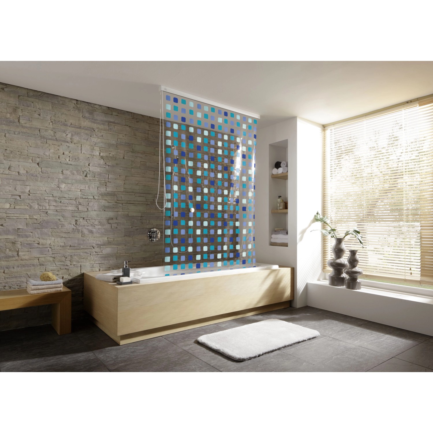 Kleine Wolke Roleta pre prázdnu kazetu sprchovej rolety, modrá, 128 x 240 cm Kleine Wolke Roleta pre prázdnu kazetu sprchovej rolety, modrá, 128 x 240 cm