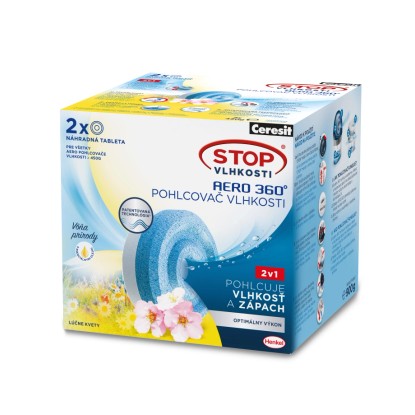 Ceresit Stop Vlhkosti Aero 360° náhradné tablety, 2 ks na reguláciu vlhkosti. Ceresit Stop Vlhkosti Aero 360° náhradné tablety, 2 ks na reguláciu vlhkosti.
