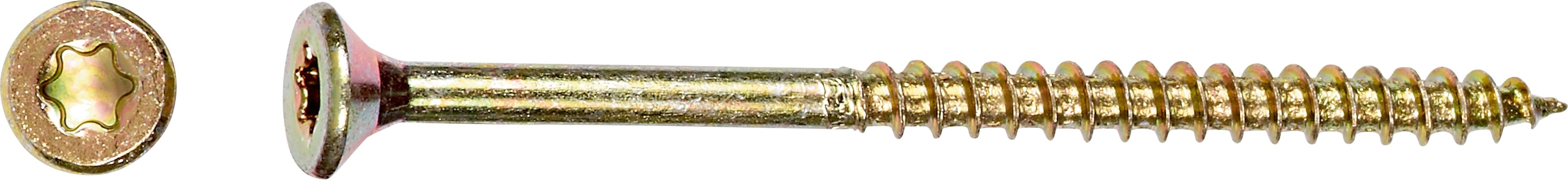 Uni skrutky so zápust. hlavou TX20 čiastočný závit žlto pozink. 4,5x60 mm, 50ks Uni skrutky so zápust. hlavou TX20 čiastočný závit žlto pozink. 4,5x60 mm, 50ks