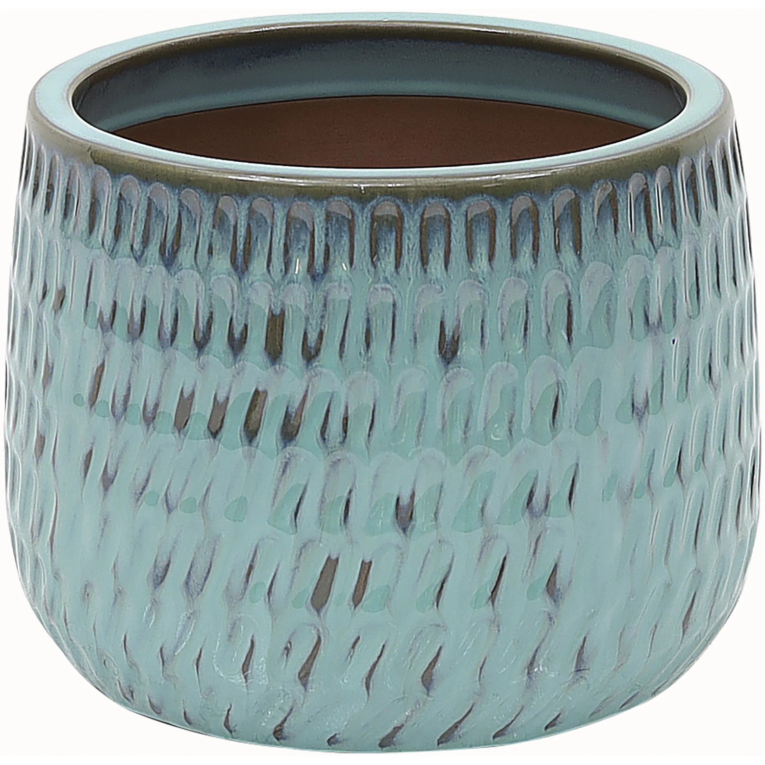 Glazovaný keramický kvetináč štruktúrovaný, zelená, pr. 16 x 14 cm Glazovaný keramický kvetináč štruktúrovaný, zelená, pr. 16 x 14 cm