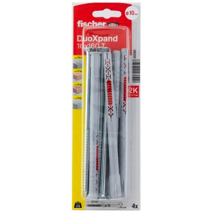 Fischer DuoXpand hmoždinky 10x160 mm, balenie 4 ks so zápustnou skrutkou, vhodné pre betón a murivo. Fischer DuoXpand hmoždinky 10x160 mm, balenie 4 ks so zápustnou skrutkou, vhodné pre betón a murivo.