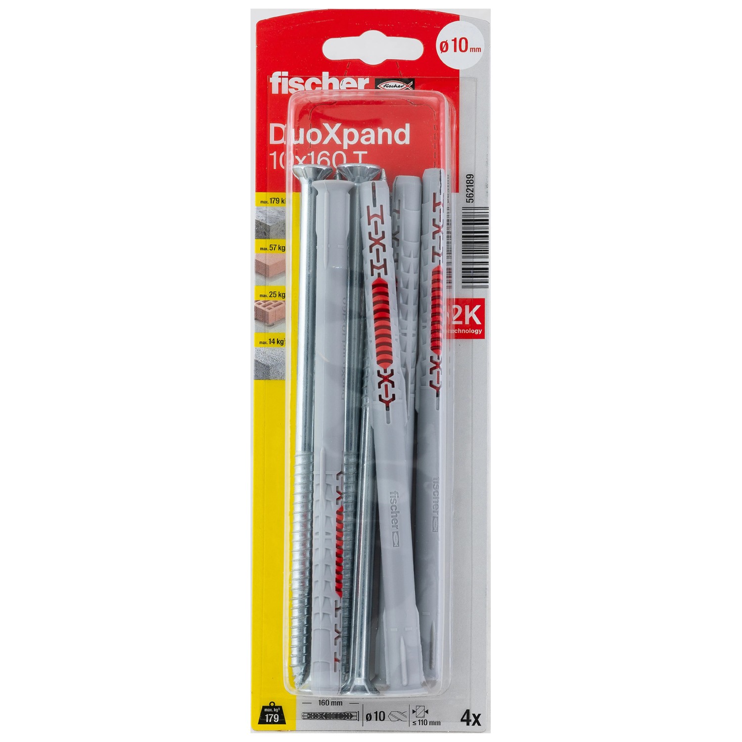 Fischer DuoXpand hmoždinky 10x160 mm, balenie 4 ks so zápustnou skrutkou, vhodné pre betón a murivo. Fischer DuoXpand hmoždinky 10x160 mm, balenie 4 ks so zápustnou skrutkou, vhodné pre betón a murivo.