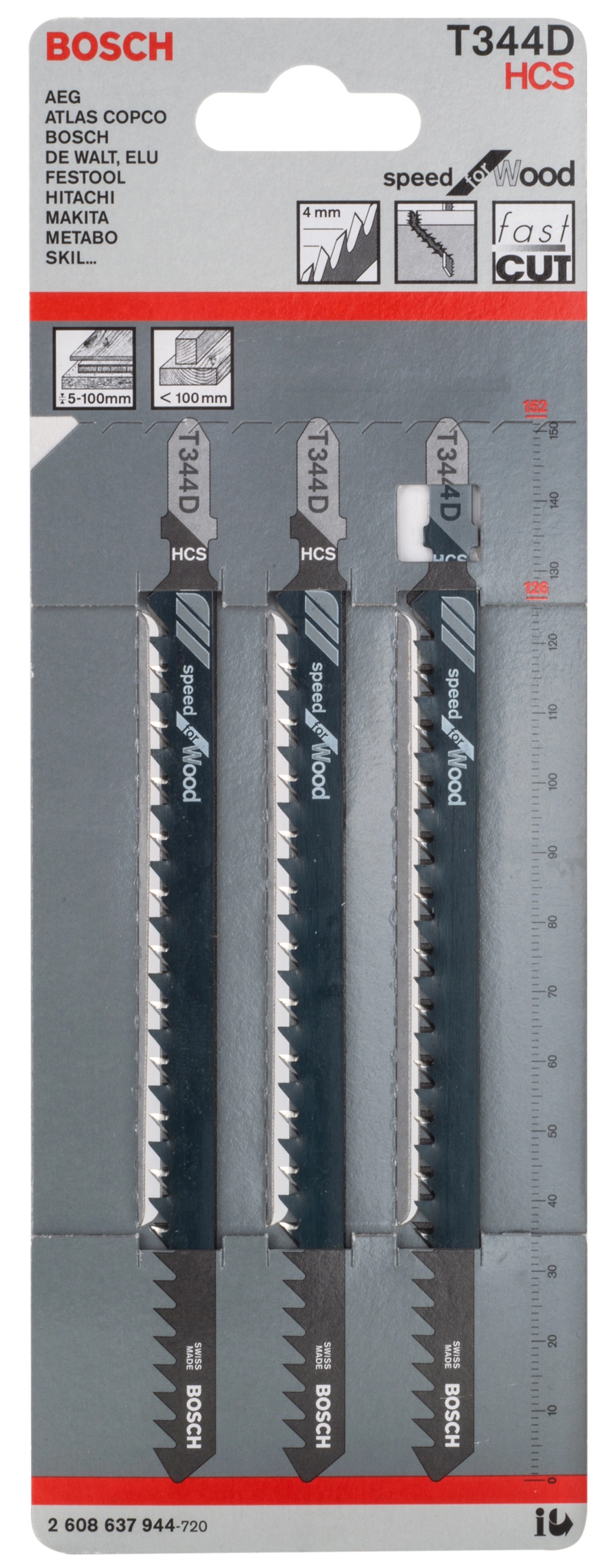 Bosch Pílový list so striedavým ozubením T 344 D Speed for Wood 152 mm, 3 ks Bosch Pílový list so striedavým ozubením T 344 D Speed for Wood 152 mm, 3 ks