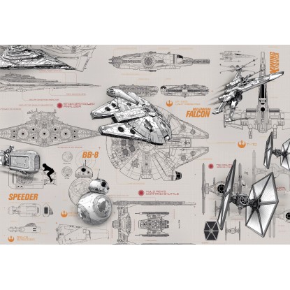 Komar Papierová fototapeta Star Wars Blueprints 368 x 254 cm Komar Papierová fototapeta Star Wars Blueprints 368 x 254 cm