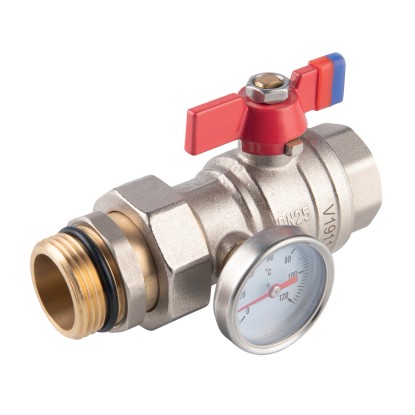 Ferro Guľový kohút s teplomerom KFPS3T, motýlik ŠM 1" Ferro Guľový kohút s teplomerom KFPS3T, motýlik ŠM 1"