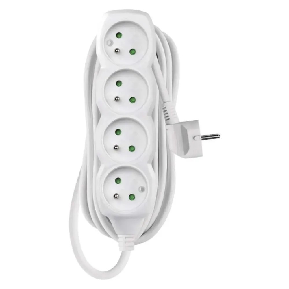 EMOS Predlžovací kábel biely, 4 zásuvky, max. 10 A/2300 W, 5 m EMOS Predlžovací kábel biely, 4 zásuvky, max. 10 A/2300 W, 5 m