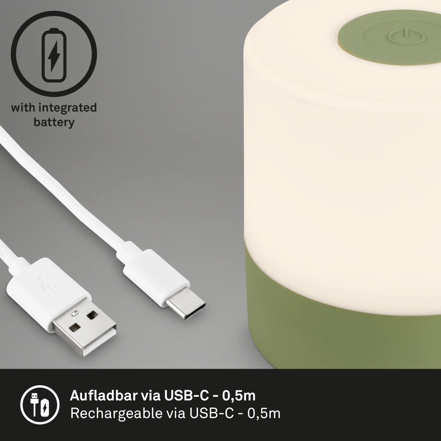 Zelená akumulátorová stolná lampa Brilo Smal s USB káblom. Mobilné LED dekoratívne svetlo pre vonkajšie použitie. Zelená akumulátorová stolná lampa Brilo Smal s USB káblom. Mobilné LED dekoratívne svetlo pre vonkajšie použitie.