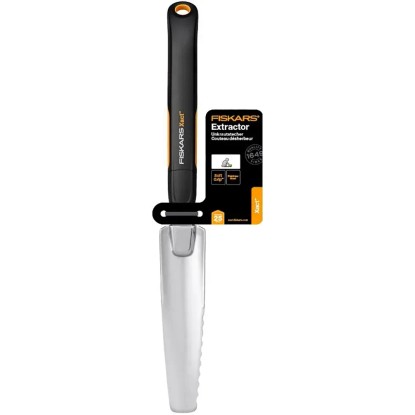 Fiskars Xact vytrhávač buriny s mäkkým úchopom a ochranou čepele na obrábanie pôdy. Fiskars Xact vytrhávač buriny s mäkkým úchopom a ochranou čepele na obrábanie pôdy.