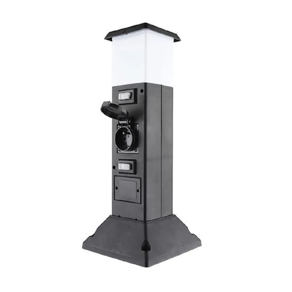 SOLIGHT Záhradný stĺpik s LED svetlom, 2 zásuvky, hranol, IP44, 8,5x8,5x40 cm SOLIGHT Záhradný stĺpik s LED svetlom, 2 zásuvky, hranol, IP44, 8,5x8,5x40 cm