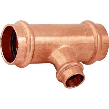 Lisovací T-diel s redukciou meď, pr. 28 mm x 18 mm x 28 mm, 1 ks Lisovací T-diel s redukciou meď, pr. 28 mm x 18 mm x 28 mm, 1 ks