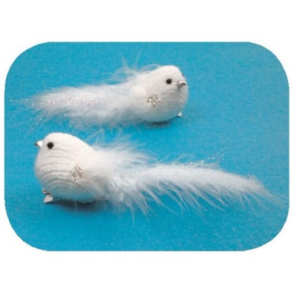 Vtáčik na klipe biely 10 cm, 2 ks Vtáčik na klipe biely 10 cm, 2 ks