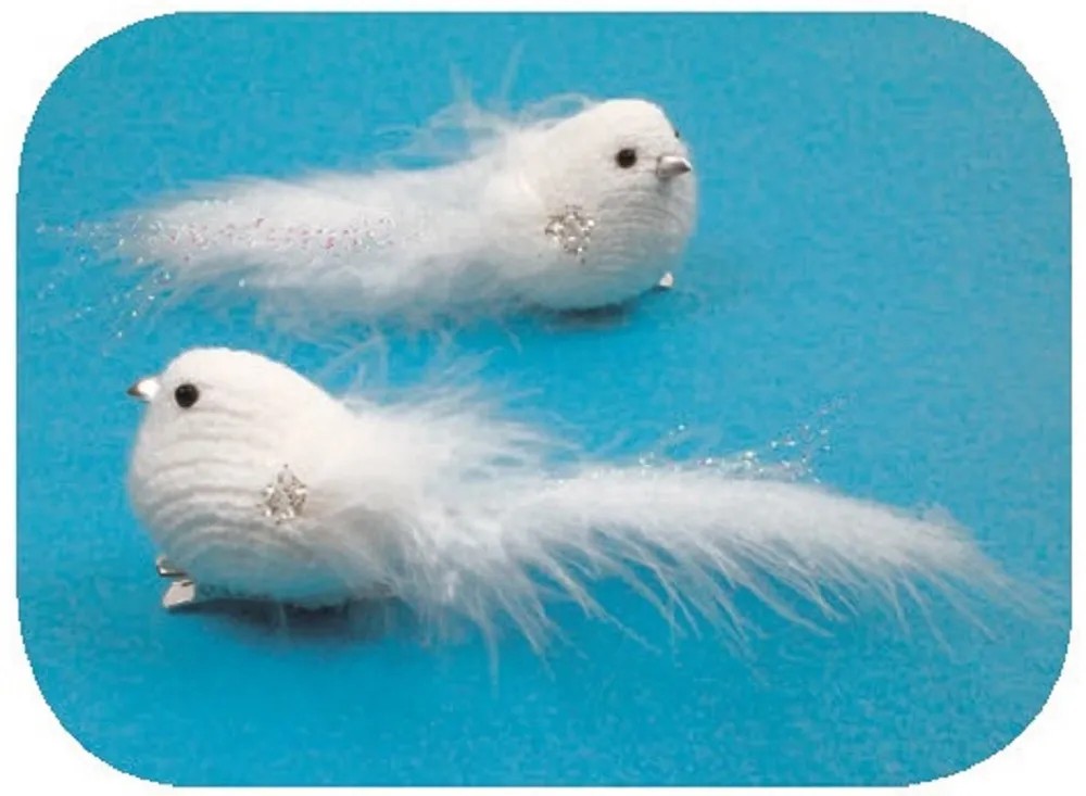 Vtáčik na klipe biely 10 cm, 2 ks Vtáčik na klipe biely 10 cm, 2 ks