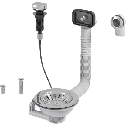 Prevex Drezová výpust 1 1/2" s prepadom s ovládaním chróm, pr. 114 mm Prevex Drezová výpust 1 1/2" s prepadom s ovládaním chróm, pr. 114 mm