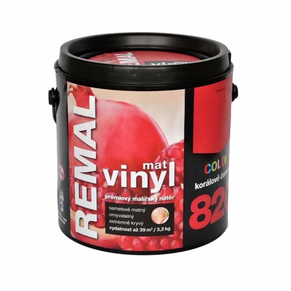 REMAL Vinyl COLOR Mat Prémiový maliarsky náter 820 koralovo červená 3,2 kg REMAL Vinyl COLOR Mat Prémiový maliarsky náter 820 koralovo červená 3,2 kg