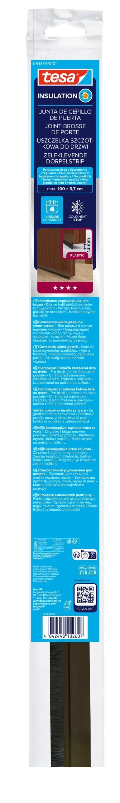 Hnedé tesa kefové tesnenie dverí v balení. Samolepiace kefové tesnenie na dvere, chráni pred prievanom a chladom. Hnedé tesa kefové tesnenie dverí v balení. Samolepiace kefové tesnenie na dvere, chráni pred prievanom a chladom.
